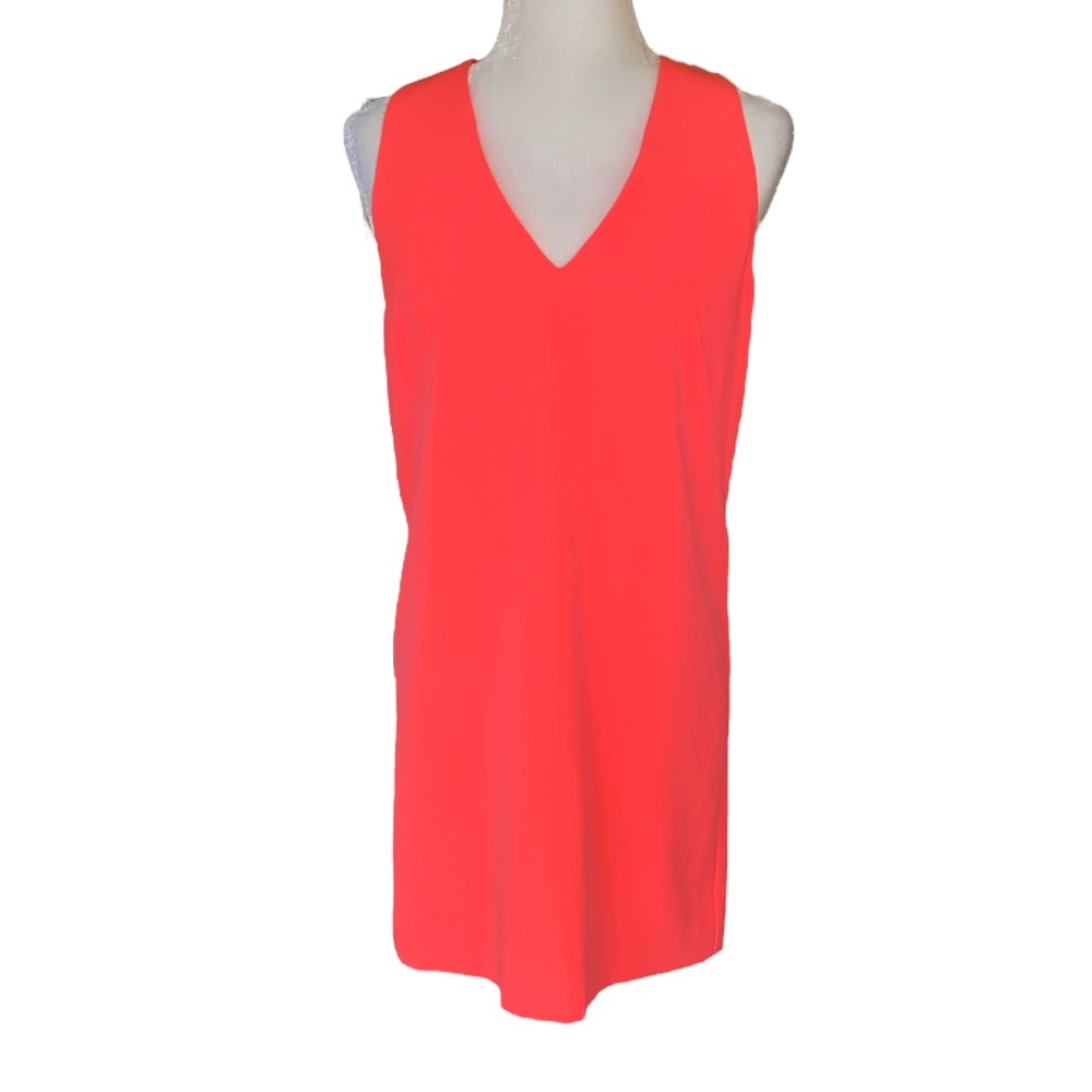 Milly Bright Orange Sleeveless V-Neck Sheath Mini Dress - 8